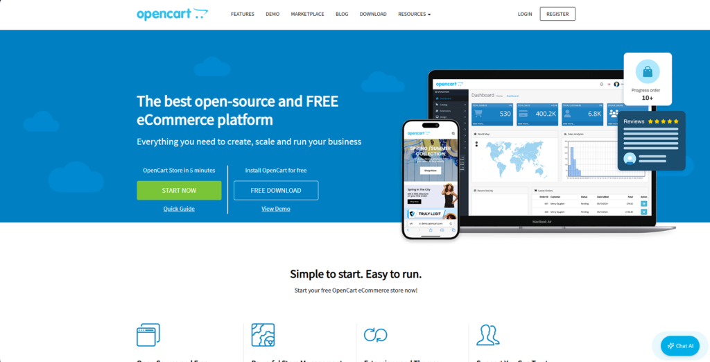 OpenCart interface