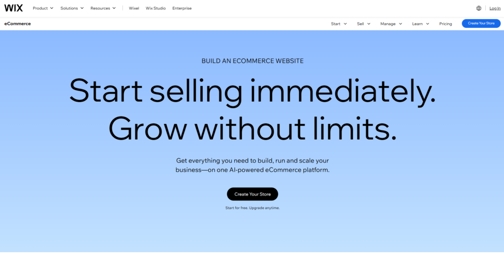 Wic Ecommerce homepage interface