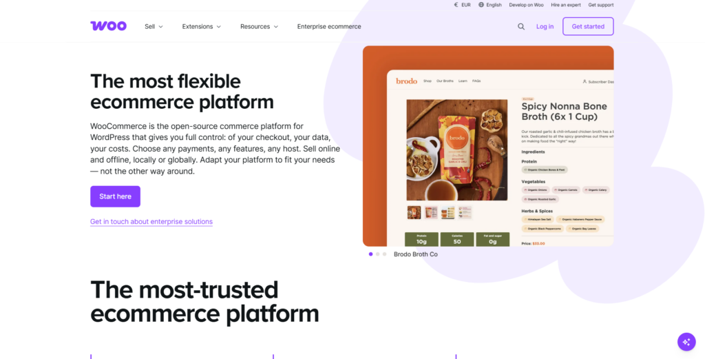 WooCommerce homepage interface