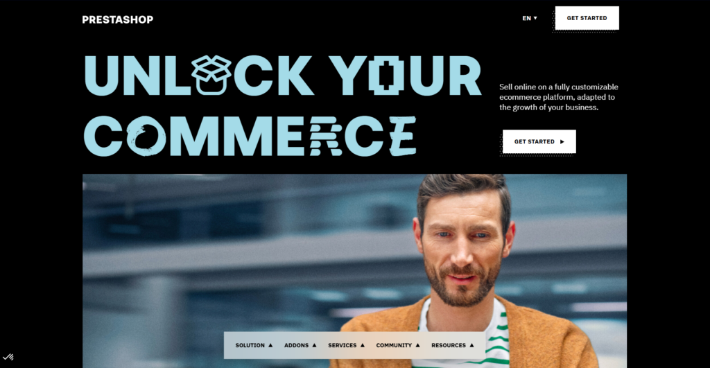 PrestaShop homepage interface