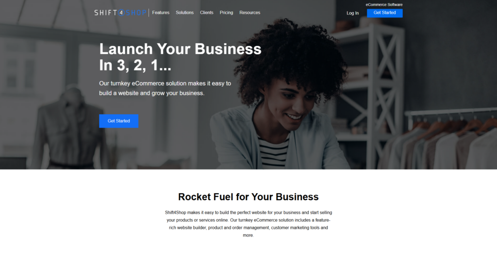 Shift4Shop homepage interface
