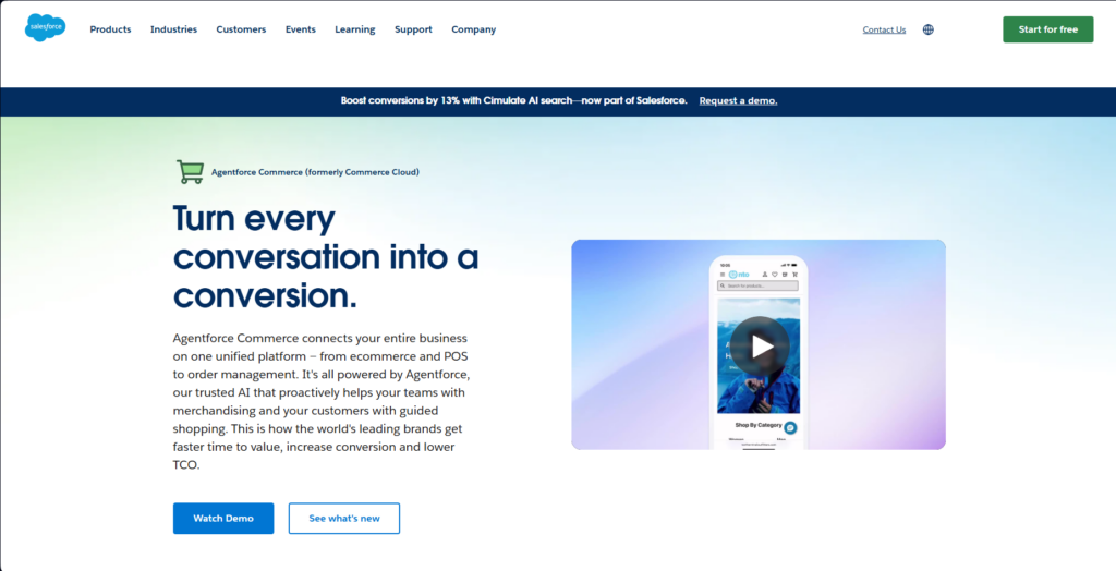 Salesforce Commerce Cloud interface