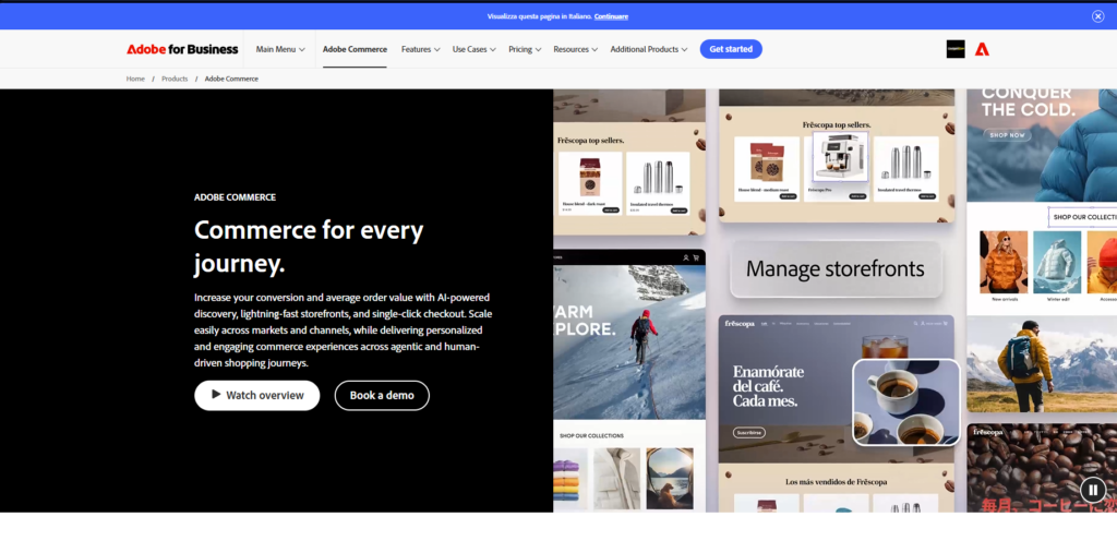 An image of Adobe ecommerce website