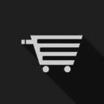 An image of a grey shopping cart on a black background