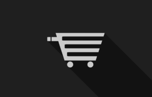 An image of a grey shopping cart on a black background