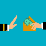 One arm handing money over to another arm.
