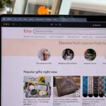 An image of Etsy website on a laptop screen