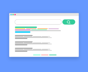 An image of a search bar, with several lines of search results under it.
