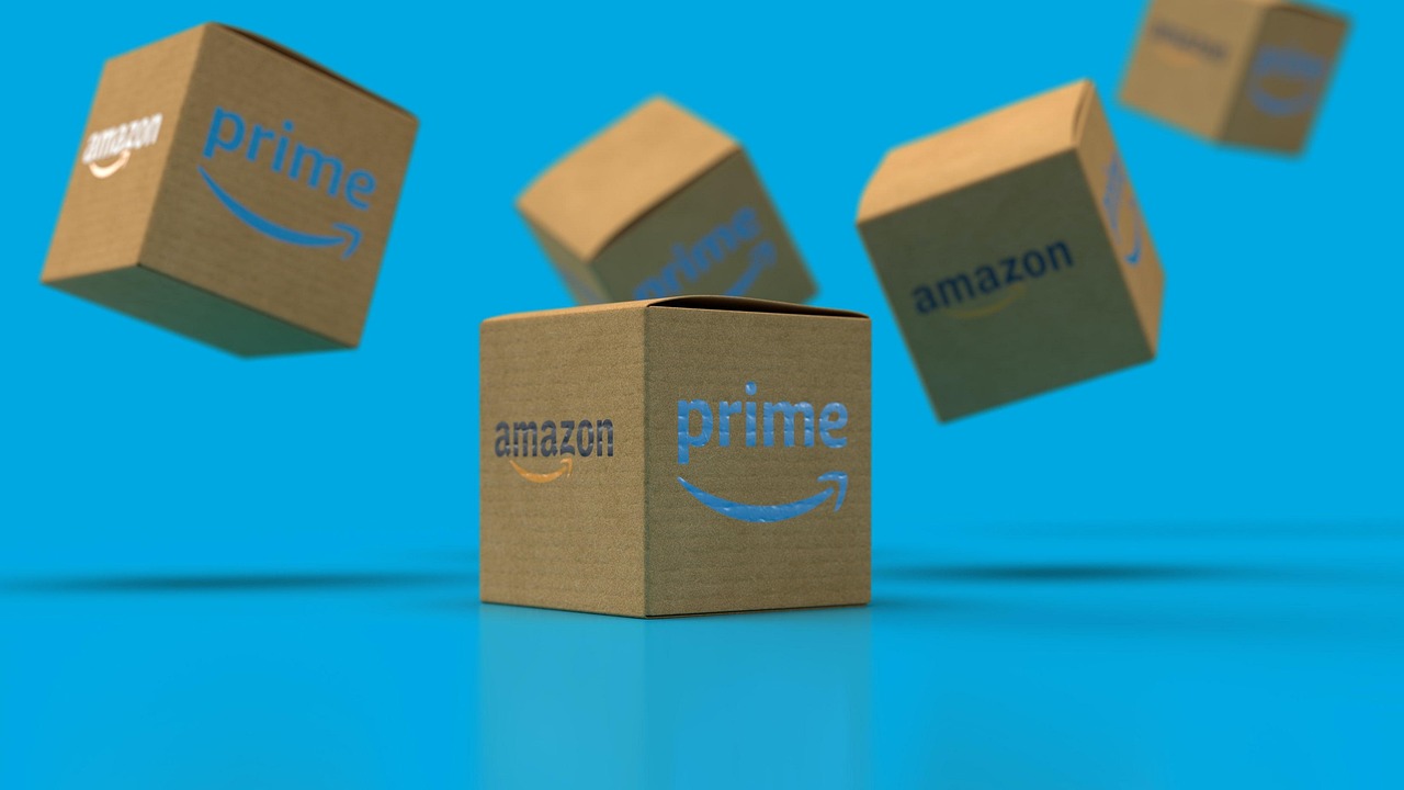 A few cardboard boxes that say Amazon and Prime on them