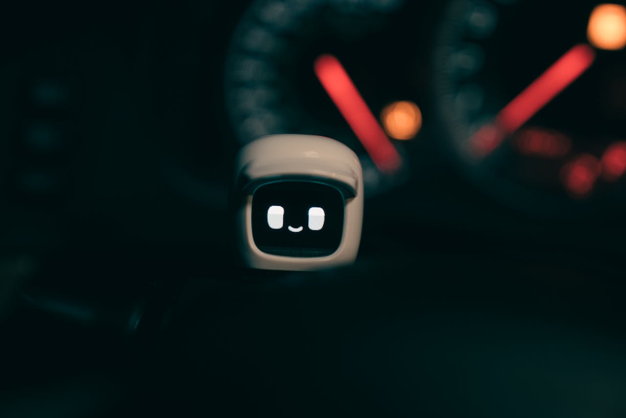 An image of an AI robot in the darkness
