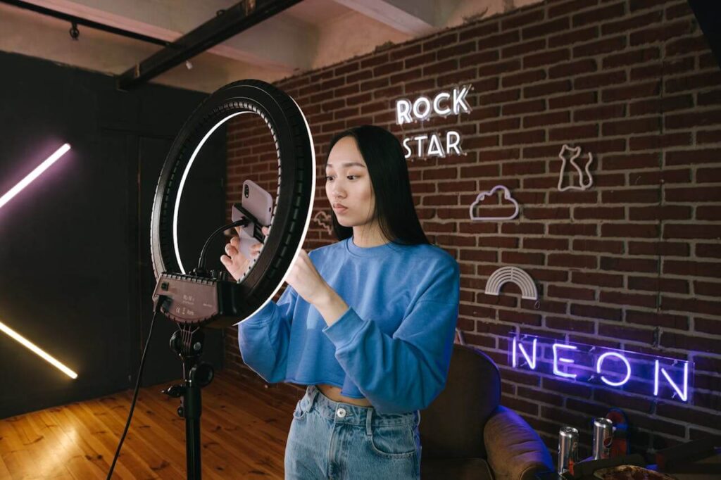 An image of a content creator shooting a video