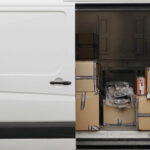 An image showing the back of an Amazon truck