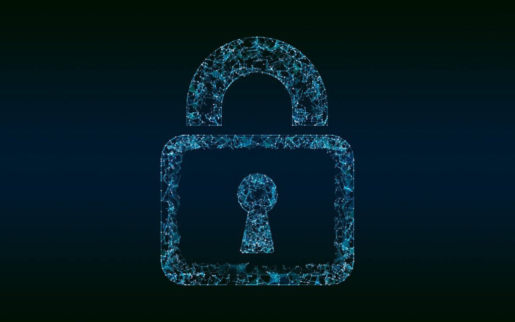 An image of a lock in front of a black background.