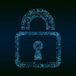 An image of a lock in front of a black background.