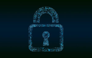 An image of a lock in front of a black background.