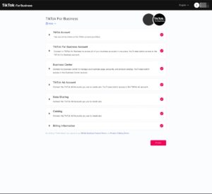 An image of the integration between TikTok and Wix