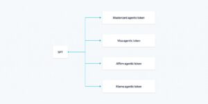 A flow chart with an SPT box pointing to other boxes with the names of different agentic tokens in them.