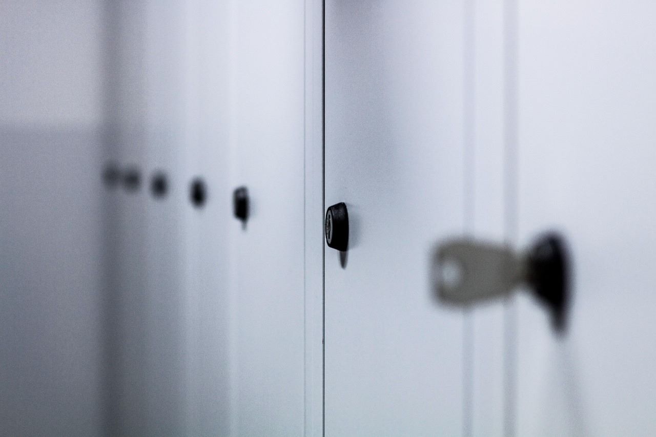 An image of white parcel lockers