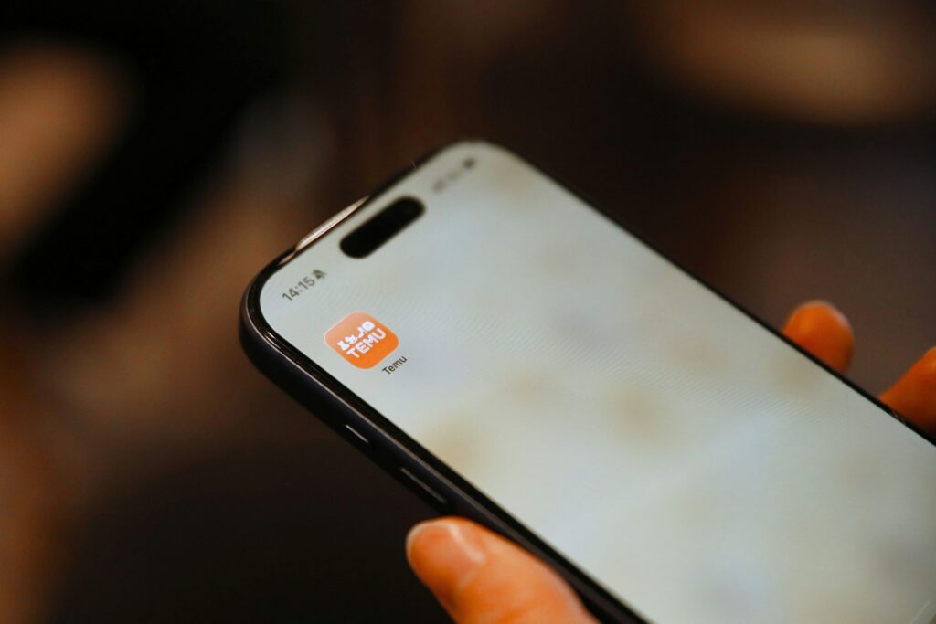 A phone with Temu application on it